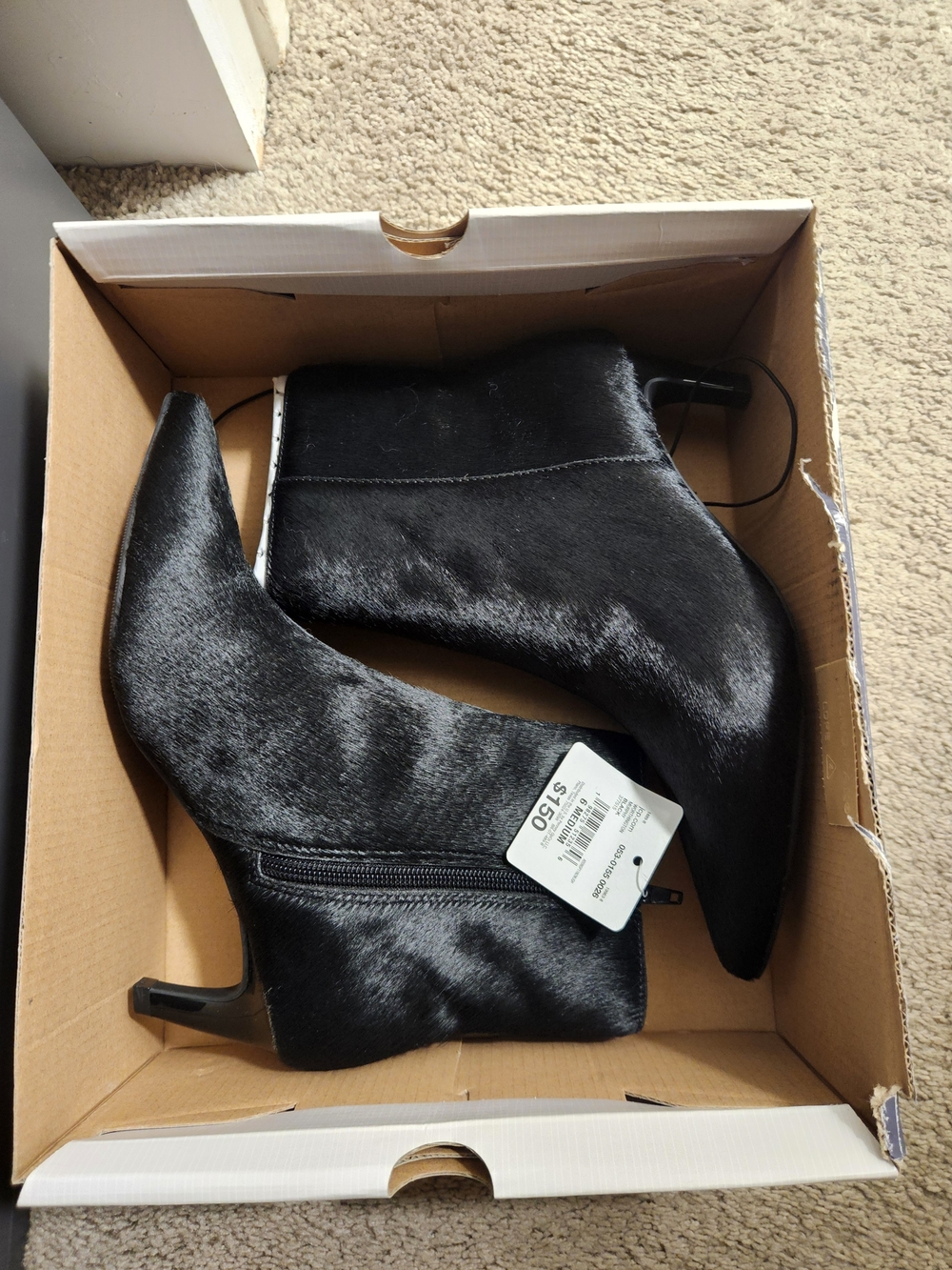 NWT Worthington Murphy Genuine Leather Haircalf Ankle Booties Black Size 6M